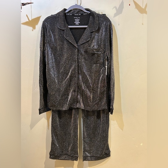 RACHEL ZOE 2 Piece Silver Metallic Shimmer Pajama Set. Women’s Size Medium. - Picture 6 of 9